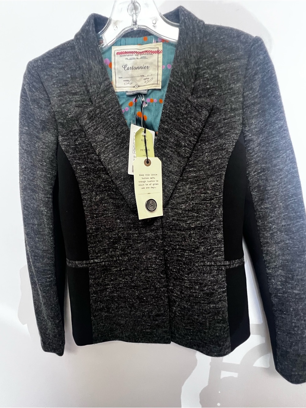 ANTHROPOLOGIE CARTONNIER JACKET  W/A VINTAGE STYLE BRAND TAG AND COLORFUL LINING